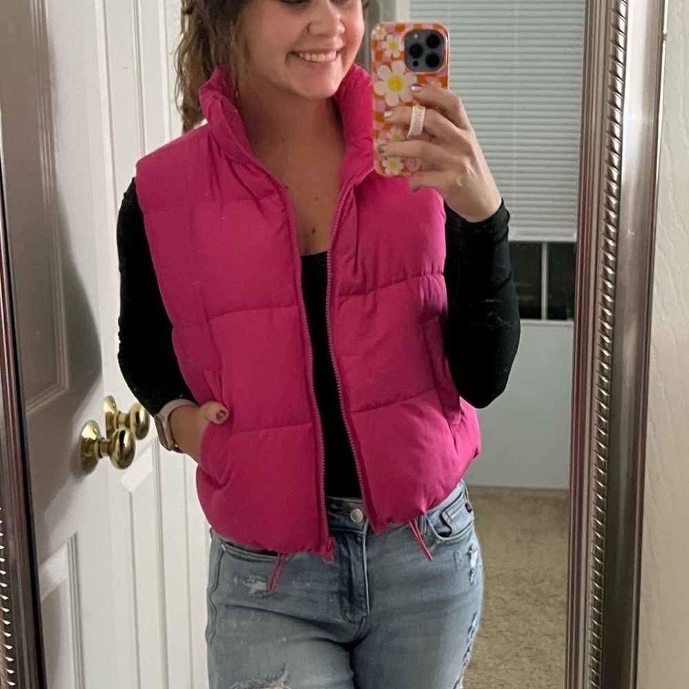 GAP Fuchsia Down Freather Puffer Vest